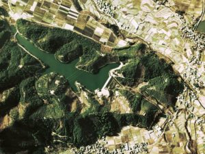 沓沢湖の上空写真